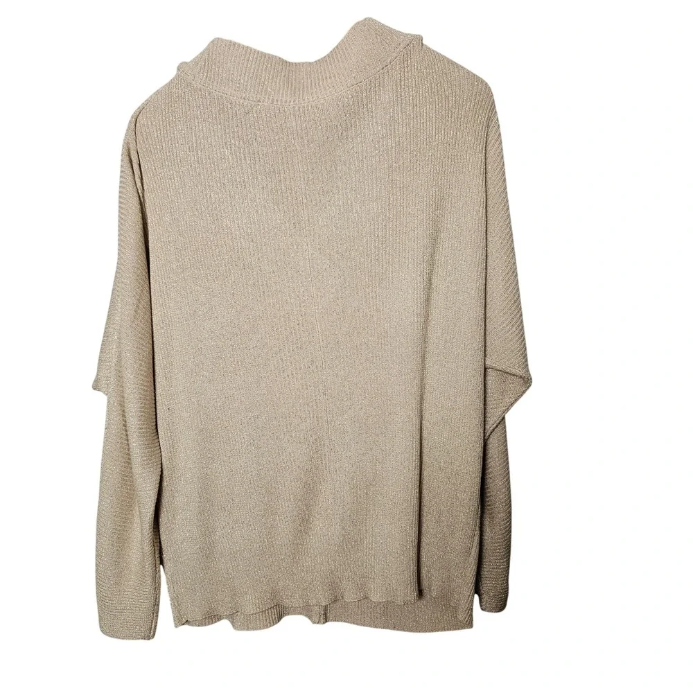 Philosophy Republic Womens XL Champagne Gold Metallic Dolman V Neck Sweater Glam